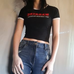 "Warning may contain alcohol" baby tee